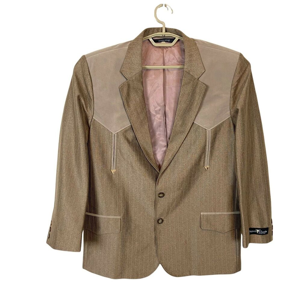 Western Sport Coat Buffalo Country Men's Tan Long Sleeves Button Front Sz 36